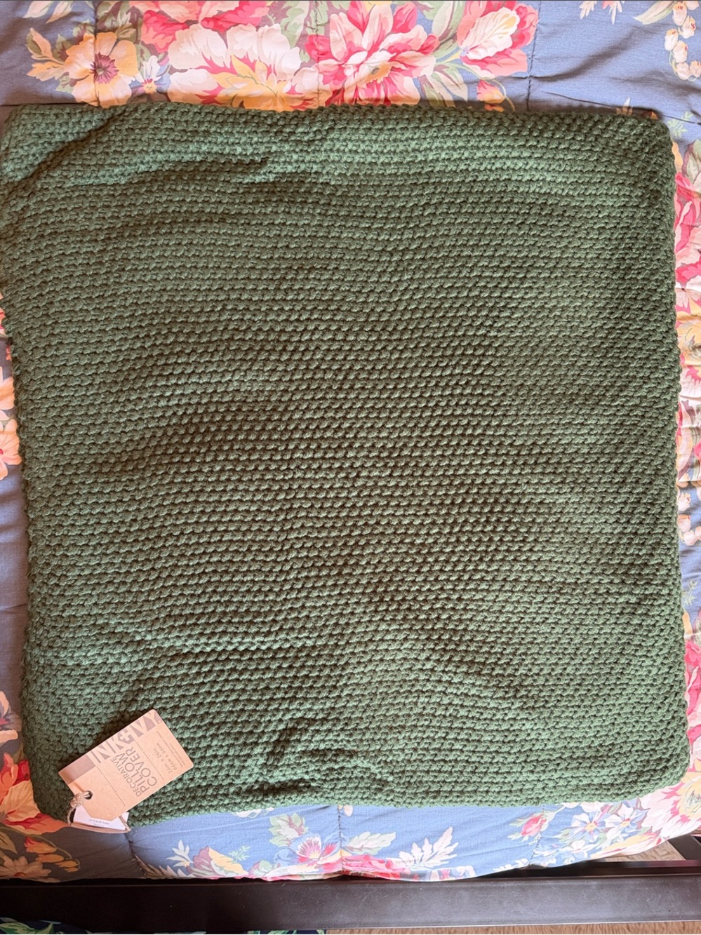 Ink and Ivy Green Knit Decorative Pillow Cover 26x26